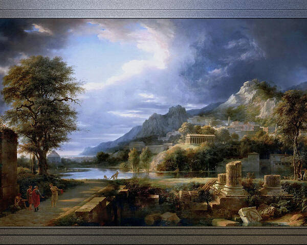Ancient City Of Agrigent Poster featuring the painting Ancient City of Agrigent by Pierre-Henri de Valenciennes by Rolando Burbon