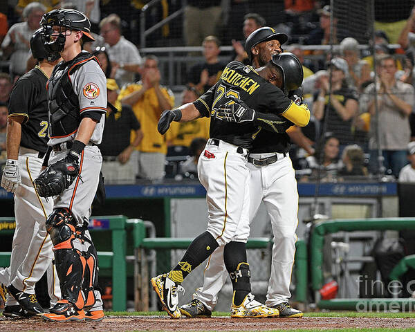 Second Inning Poster featuring the photograph Andrew Mccutchen and Starling Marte by Justin Berl