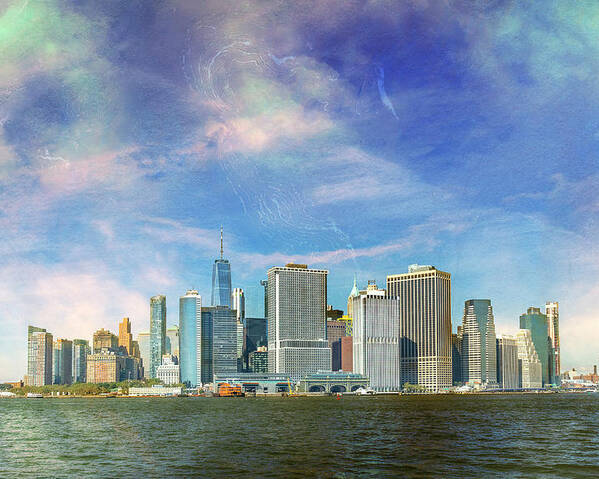 Multi-colored Poster featuring the photograph Angelic Skies Above Manhattan by Cate Franklyn