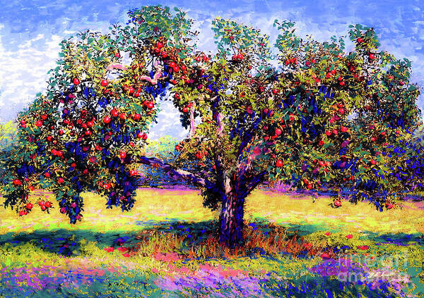 Landscape Poster featuring the painting Apple Tree Orchard by Jane Small