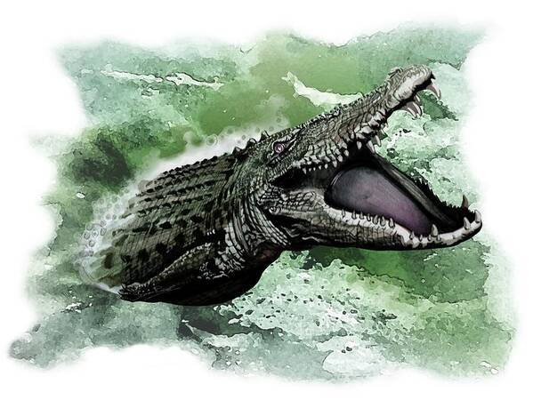 Art Poster featuring the painting Australian Saltwater Crocodile by Simon Read