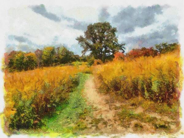 Field Poster featuring the mixed media Autumn Afternoon on the Trail by Christopher Reed