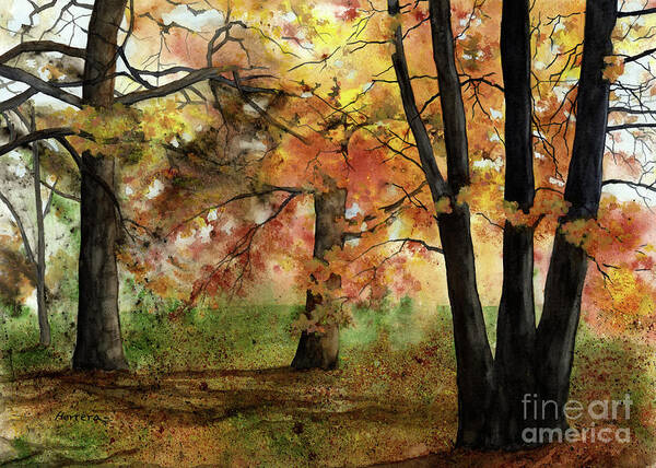 Forest Poster featuring the painting Autumn Mood by Hailey E Herrera