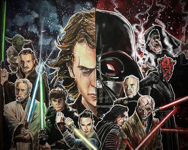 Star Wars Poster featuring the painting Balance of the Force by Joel Tesch