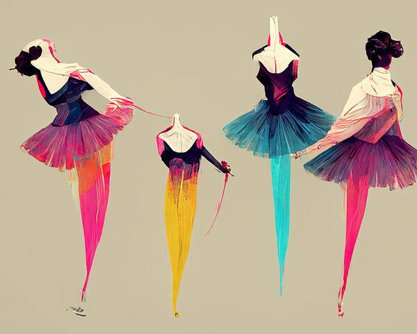 Picture Poster featuring the painting Ballerina Chain Gang Vector Art Cmyk Bfc4d66e 4484 4ca6 B5bd 7c276a66fe78 by MotionAge Designs