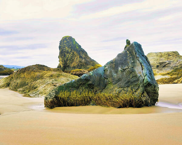 Bandon Poster featuring the photograph Bandon Beach Rocks by Jerry Cahill