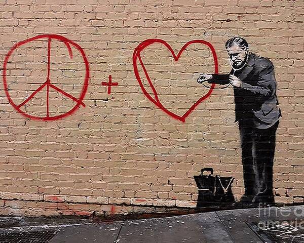 mobile lovers banksy street art A1 full print poster painting 36" x24" 