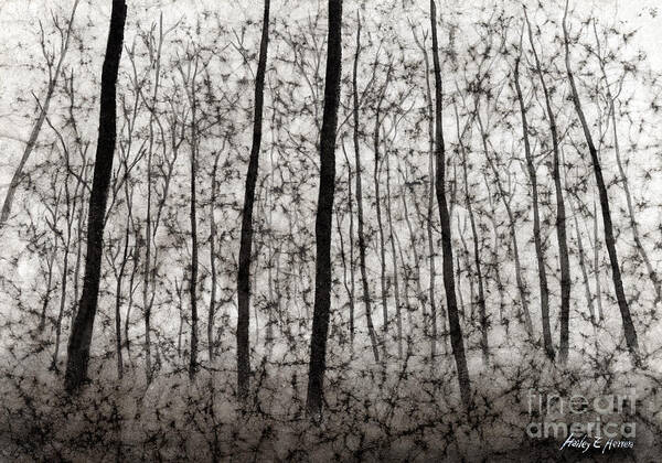 Black And White Poster featuring the painting Bare Forest by Hailey E Herrera