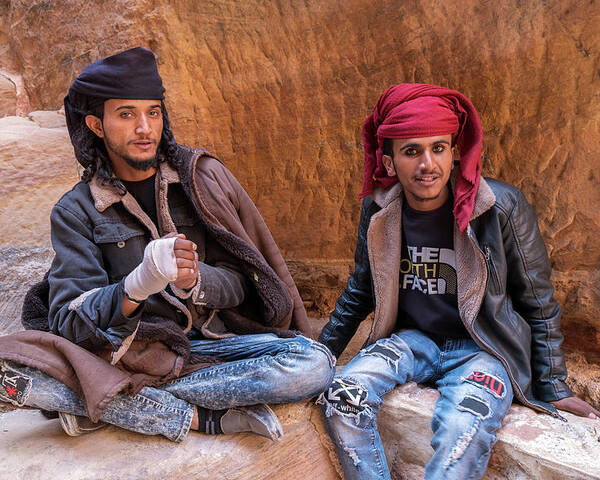Bedouins Poster featuring the photograph Bedouins in the ancient city of Petra by Dubi Roman