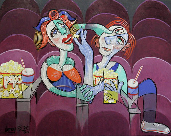 Love Poster featuring the painting Before The Movie Starts by Anthony Falbo