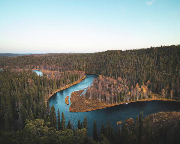 Kuusamo Poster featuring the photograph Bend in the Kitkajoki River in Oulanka National Park by Vaclav Sonnek