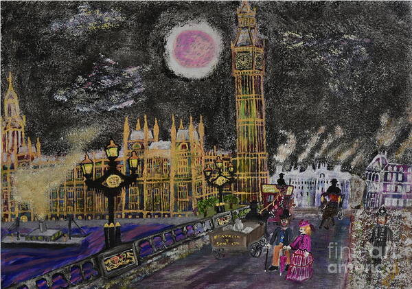 Big Ben Poster featuring the painting Big Ben 1885 by David Westwood