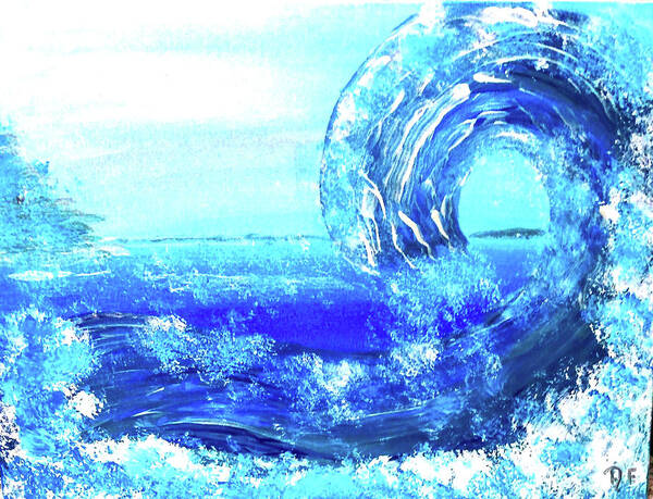 Blue Poster featuring the painting Big Bue Wave 2 by Anna Adams