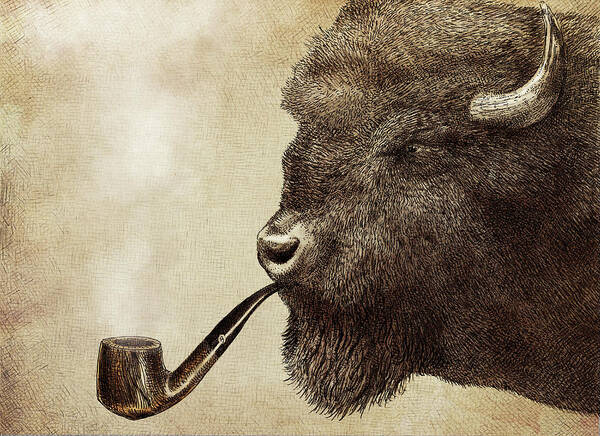 Buffalo Poster featuring the drawing Big Smoke by Eric Fan