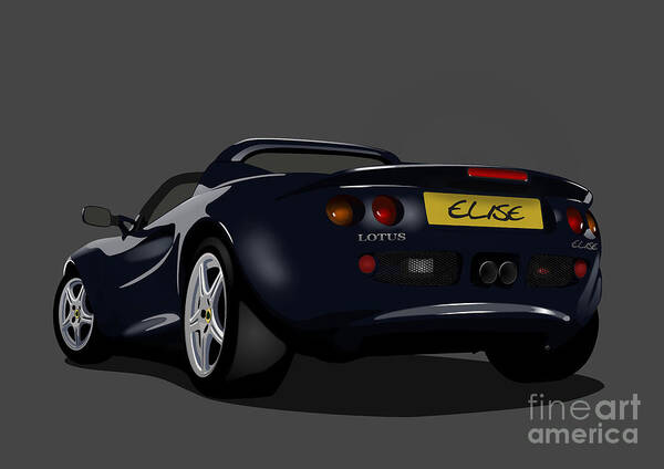 Sports Car Poster featuring the digital art Black S1 Series One Elise Classic Sports Car - Dark Print Background by Moospeed Art
