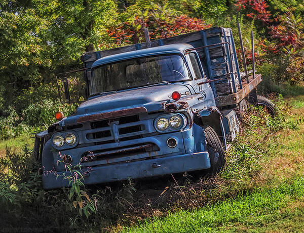 Blue Poster featuring the photograph Blue Truck by Jerry LoFaro