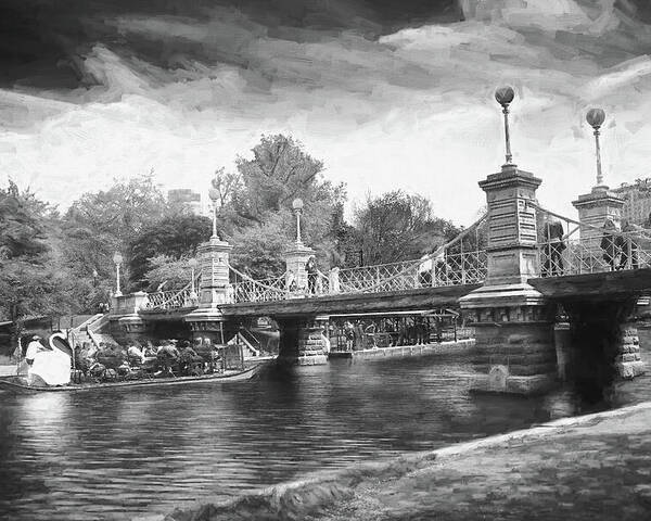 Boston Poster featuring the photograph Boston Public Garden Painterly Black and White by Carol Japp