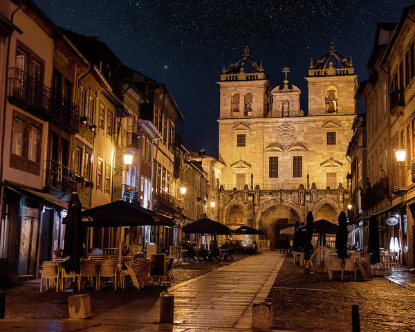 Night Photography Poster featuring the photograph Braga Cathedral by Micah Offman