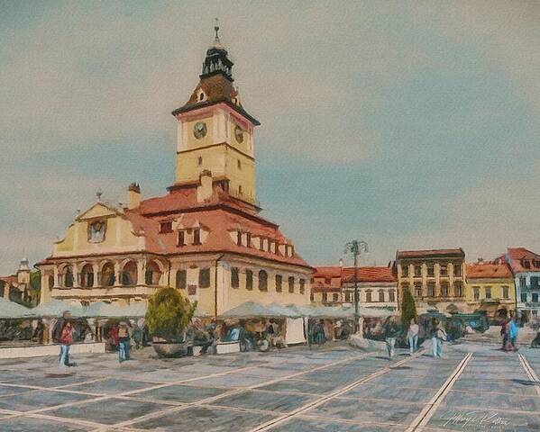 Brasov Poster featuring the painting Brasov Council Square 2 by Jeffrey Kolker