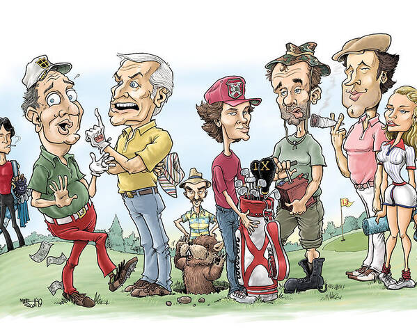 Movies Poster featuring the drawing Caddyshack by Mike Scott