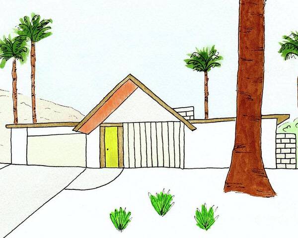 Mid Century Modern Poster featuring the painting Californian Eichler House Exterior by Donna Mibus
