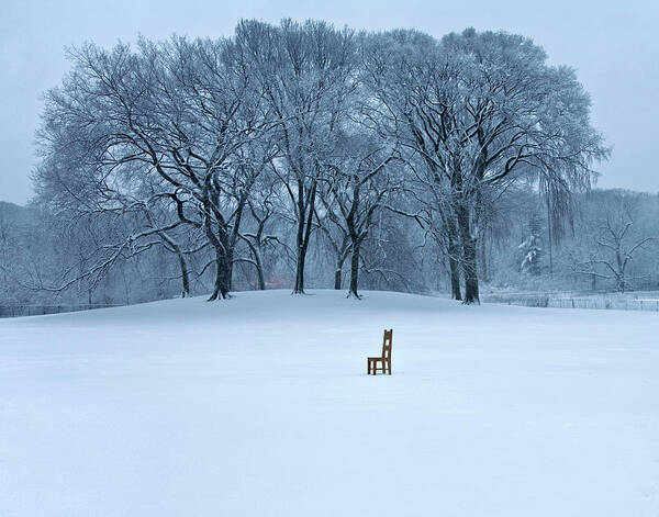Chair Poster featuring the photograph Chair in Snow by John Manno