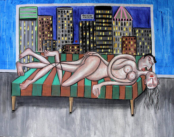 Nude Poster featuring the painting Cheap Room With A View by Anthony Falbo