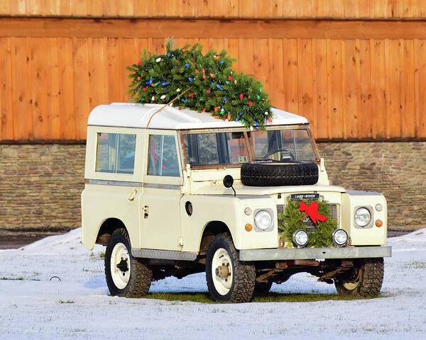 Land Rover Poster featuring the photograph Christmas Land Rover by Nicole Lloyd