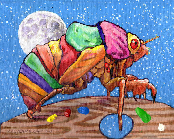 Cicadas Poster featuring the painting Cicadas Shell Palette by John Lautermilch
