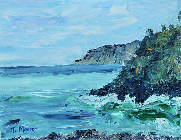 Seascape Poster featuring the painting Cinque Terre 1 by Teresa Moerer