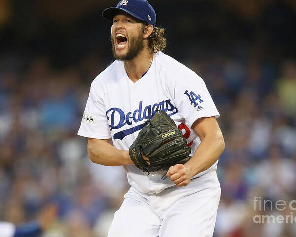 Three Quarter Length Poster featuring the photograph Clayton Kershaw by Ezra Shaw