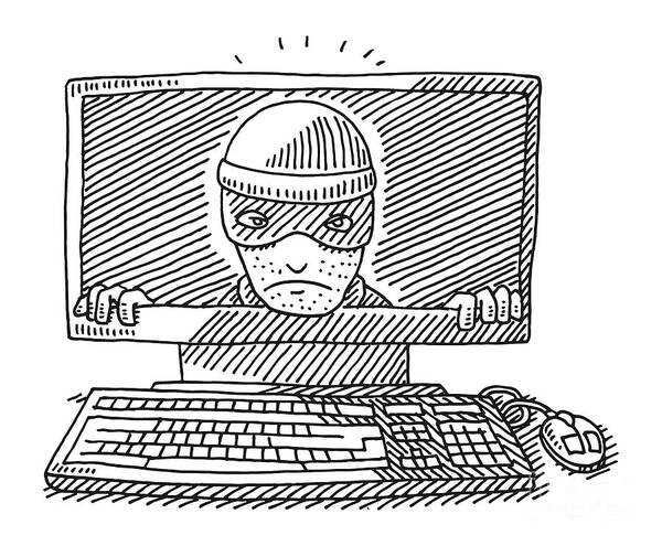 Cyber Crime Concept Desktop Computer Drawing Poster by Frank Ramspott -  Fine Art America