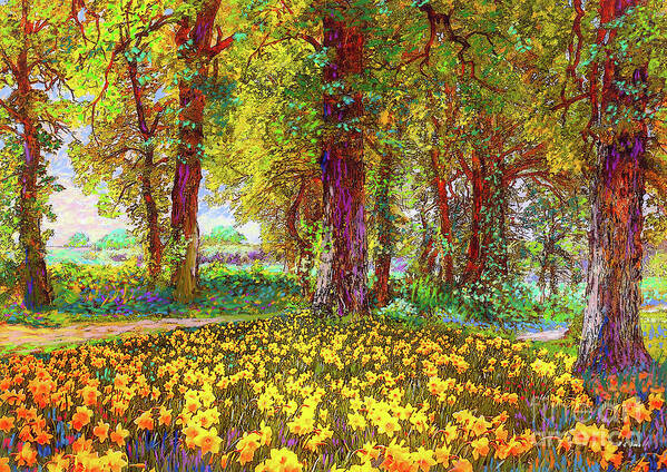 Landscape Poster featuring the painting Daffodil Sunshine by Jane Small
