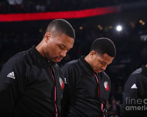 Damian Lillard Poster featuring the photograph Damian Lillard and C.j. Mccollum by Sam Forencich