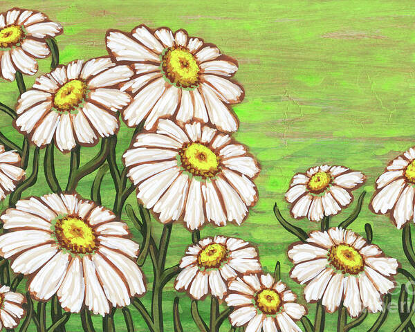 Daisy Poster featuring the painting Dancing Daisy Daydreams in Lime Sherbet Skies by Amy E Fraser