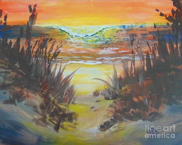 Beach Poster featuring the painting Dawn's Early Light by Saundra Johnson