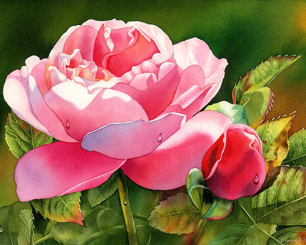 Rose Poster featuring the painting Dazzling Rose by Espero Art