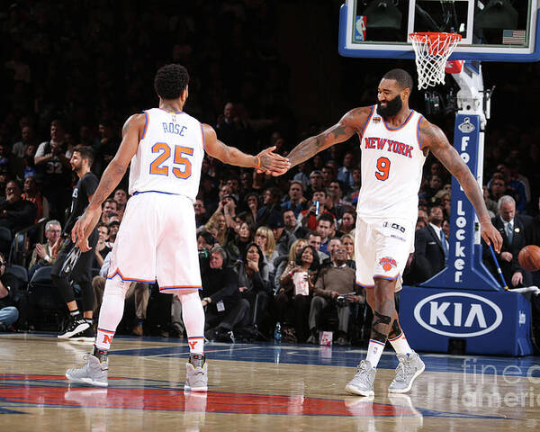 Nba Pro Basketball Poster featuring the photograph Derrick Rose and Kyle O'quinn by Nathaniel S. Butler