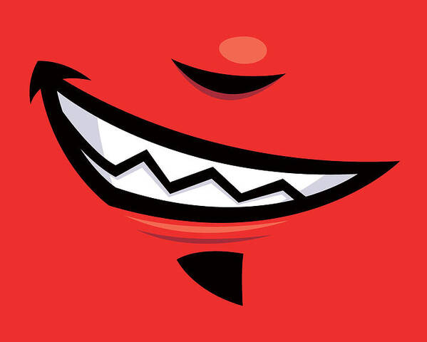 Grin Poster featuring the digital art Devilish Grin Cartoon Mouth by John Schwegel