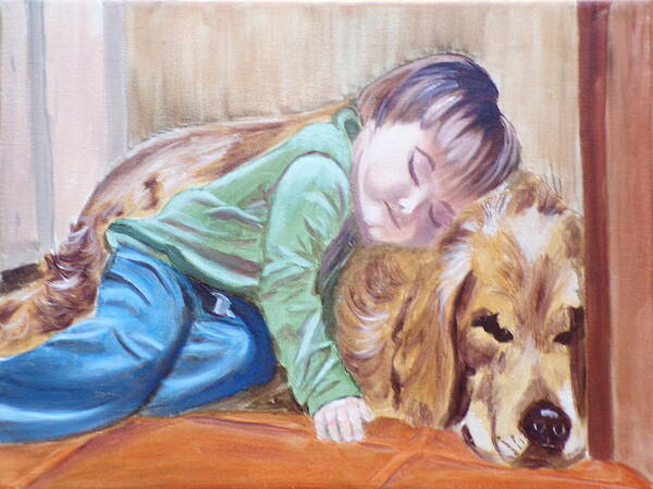 Pets Poster featuring the painting Doggy Pillow by Kathie Camara