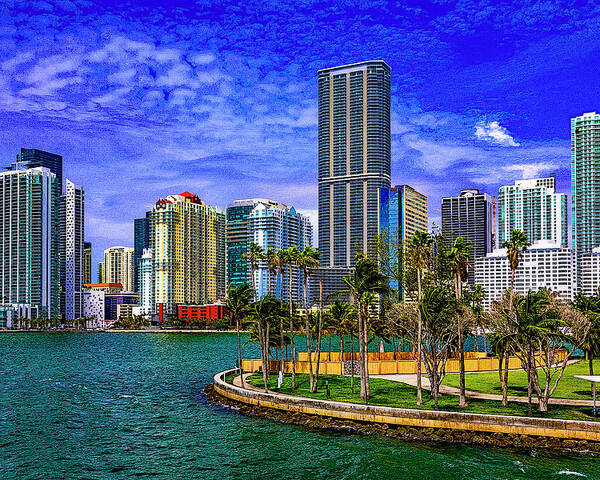 Downtown Miami Poster featuring the digital art Downtown Miami by SnapHappy Photos