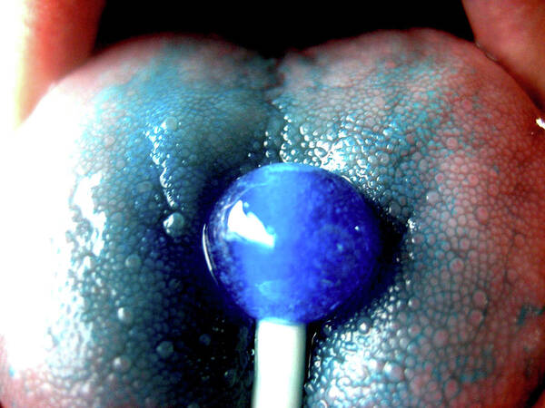 Mouth Tongue Blue Dum Dumb Sucker Poster featuring the photograph Dum Dumb by Kasey Jones