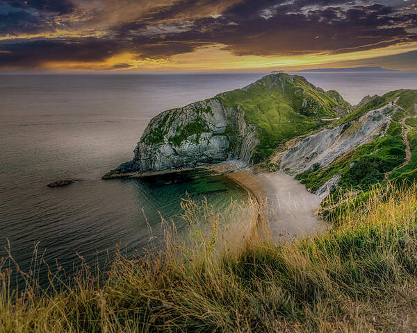 Rock Poster featuring the photograph Durdle Door Headland by Chris Boulton