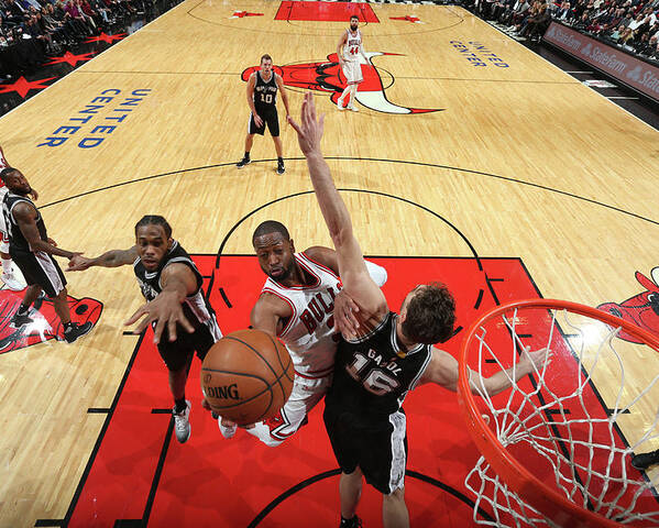 Dwyane Wade Poster featuring the photograph Dwyane Wade and Pau Gasol by Nathaniel S. Butler