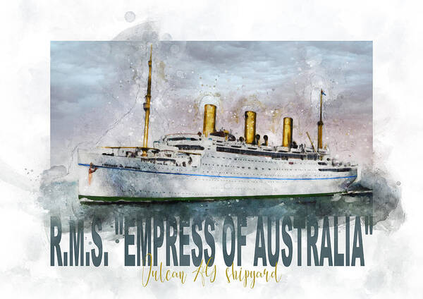 Steamship Poster featuring the digital art Empress of Australia by Geir Rosset