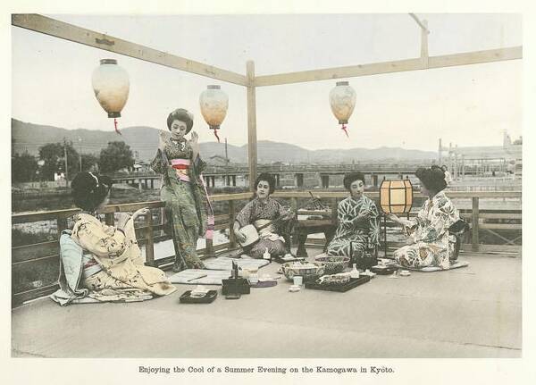 Enjoying the Cool of a Summer Evening on the Kamogawa in Poster by Artistic  Rifki - Pixels