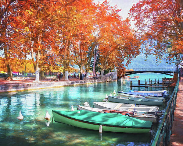 Annecy Poster featuring the photograph European Canal Scenes Annecy France by Carol Japp