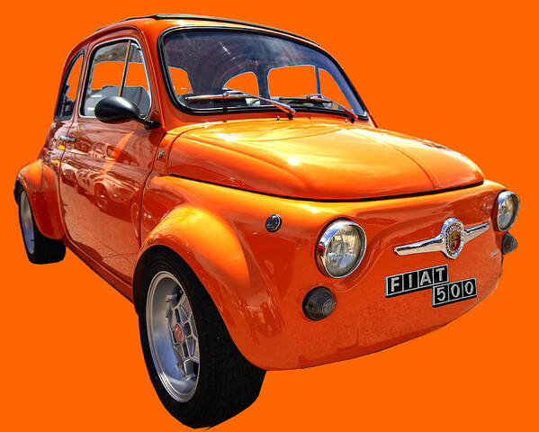 Fiat 500 Poster featuring the photograph Fiat 500 Orange by Worldwide Photography