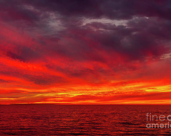 Sunset Poster featuring the photograph Fiery Sunset in Oceanside - January 10, 2022 by Rich Cruse