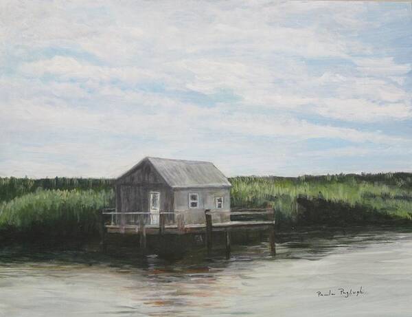 Painting Poster featuring the painting Fishing Shack by Paula Pagliughi